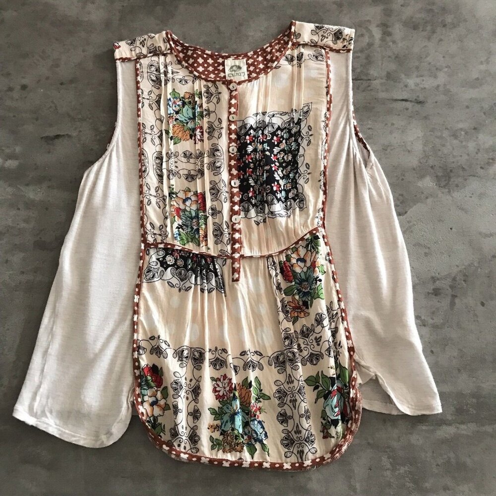 Anthropologie Tiny Babydoll Top Women Small Hippie Apron Boho Retro 70s Festival